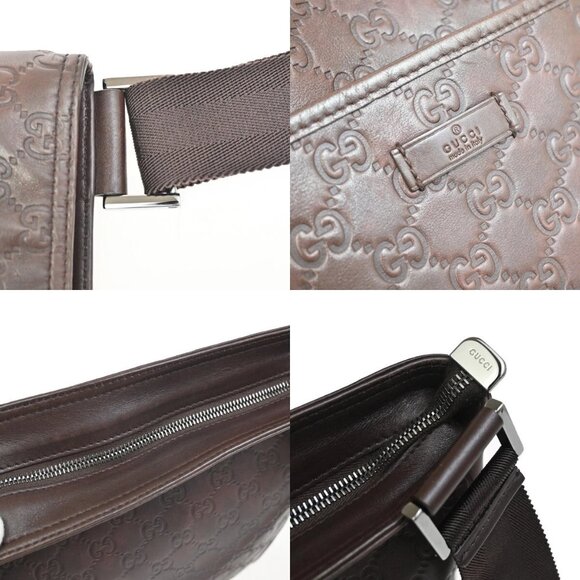GUCCI Logo Guccissima GG Pattern Shoulder Bag Leather Brown Italy 82FB922 - Picture 9 of 16